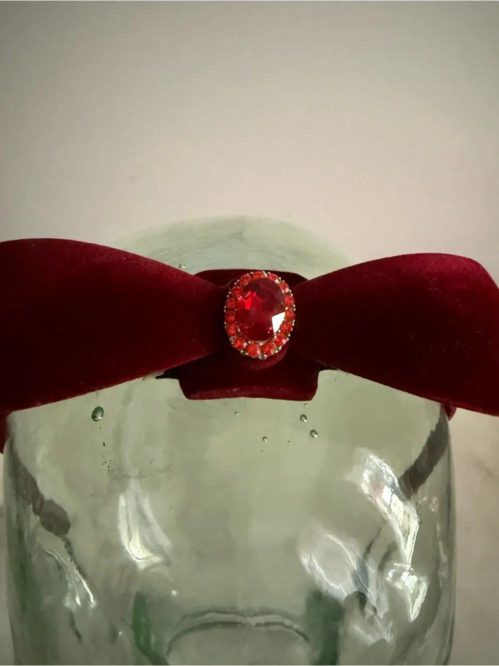Red Velvet Jewel BalletCore Femme Elegant Bow Headband OS